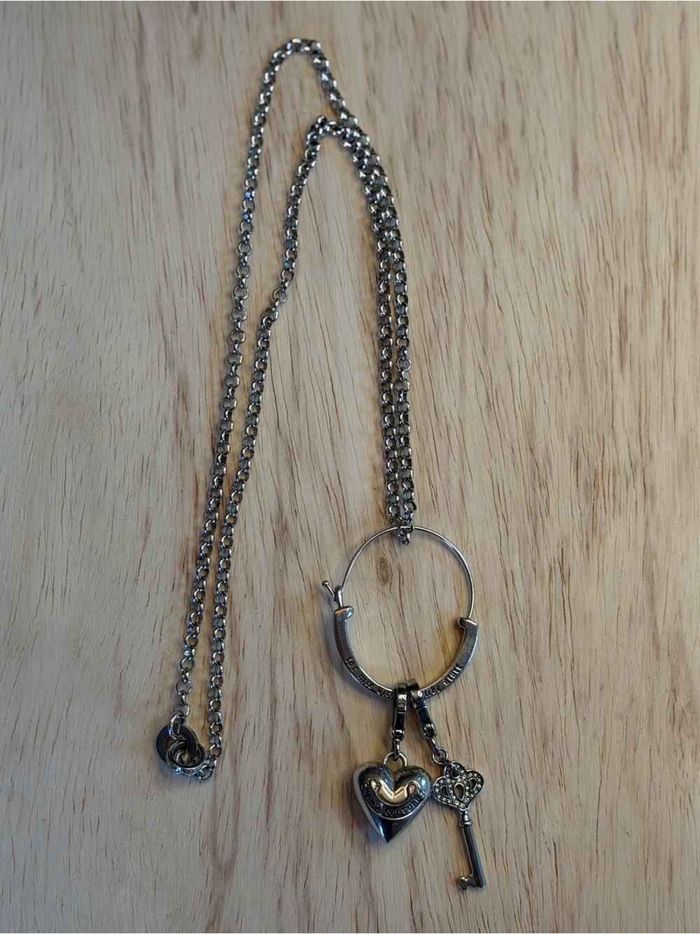 Y2K Juicy Couture Heart & Key Pendant Necklace - Women's Jewelry